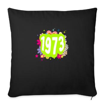 Year 1973 anniversary Groovy floral - Sofa pillowcase 17,3'' x 17,3'' (45 x 45 cm) - black - Front