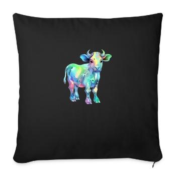Rika the multicolored cow - Sofa pillowcase 17,3'' x 17,3'' (45 x 45 cm) - black - Front