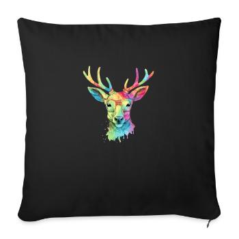Gazou the spectacled deer - Sofa pillowcase 17,3'' x 17,3'' (45 x 45 cm) - black - Front