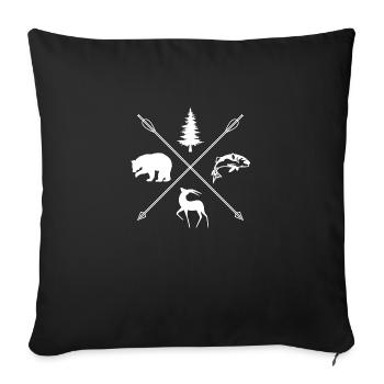 Camping de montagne et pêche - Housse de coussin décorative 45 x 45 cm - noir - Devant
