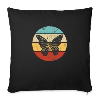 Vinntage Schmetterlings-Design - Sofakissenbezug 45 x 45 cm - Schwarz - Vorne