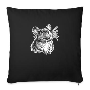 Rat, souris, rongeur, rats - Housse de coussin décorative 45 x 45 cm - noir - Devant