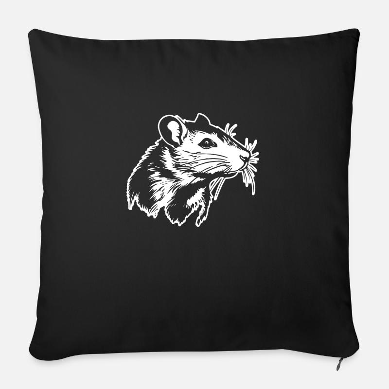 Ratte Maus Nagetier Ratten - Sofakissenbezug 45 x 45 cm - Schwarz