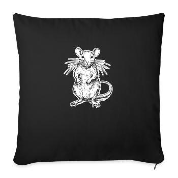 Rat, souris, rongeur, rats - Housse de coussin décorative 45 x 45 cm - noir - Devant