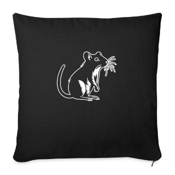 Rat, souris, rongeur, rats - Housse de coussin décorative 45 x 45 cm - noir - Devant