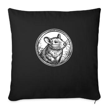 Rat, souris, rongeur, rats - Housse de coussin décorative 45 x 45 cm - noir - Devant
