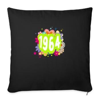 Year 1964 Birthday Groovy floral - Sofa pillowcase 17,3'' x 17,3'' (45 x 45 cm) - black - Front