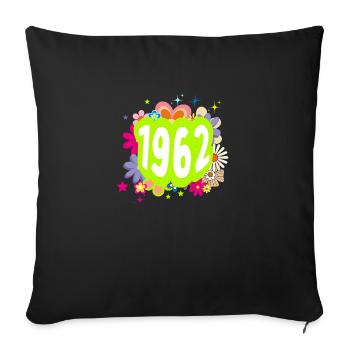 Année 1962 anniversaire Groovy floral - Housse de coussin décorative 45 x 45 cm - noir - Devant