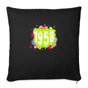 Year 1958 anniversary Floral Groovy - Sofa pillowcase 17,3'' x 17,3'' (45 x 45 cm) - black - Front