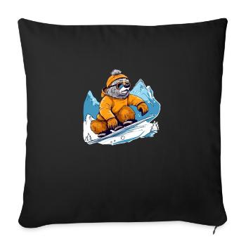 Kiki au snowboard - Housse de coussin décorative 45 x 45 cm - noir - Devant