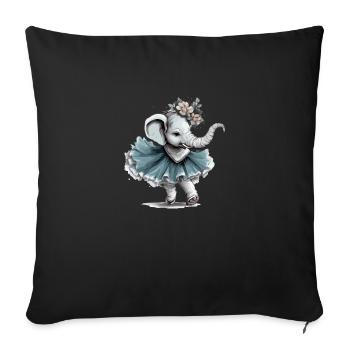 Zouzou l'éléphant au tutu - Housse de coussin décorative 45 x 45 cm - noir - Devant