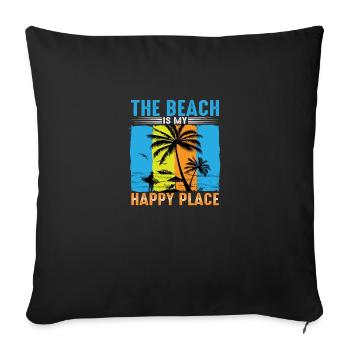 The Beach is my Happy Place - Sofa pillowcase 17,3'' x 17,3'' (45 x 45 cm) - black - Front