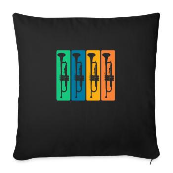 Collection de trompettes anciennes - Musique Jazz - Housse de coussin décorative 45 x 45 cm - noir - Devant