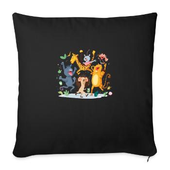 Animals in celebration n°6 - Sofa pillowcase 17,3'' x 17,3'' (45 x 45 cm) - black - Front