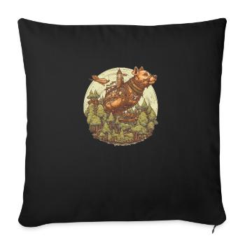 Steampunk airship dog - Sofa pillowcase 17,3'' x 17,3'' (45 x 45 cm) - black - Front