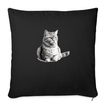 Zaki le chat - Housse de coussin décorative 45 x 45 cm - noir - Devant