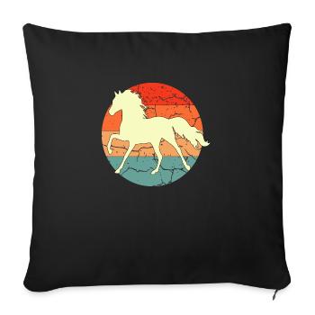 Vintage Retro Horse Sunset For Horse Lovers - Sofa pillowcase 17,3'' x 17,3'' (45 x 45 cm) - black - Front
