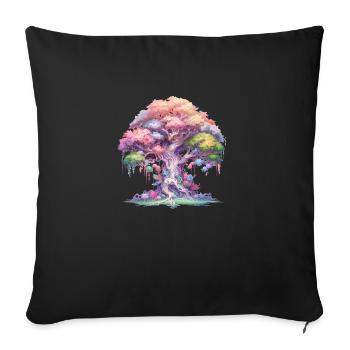 Fairy Tree, tree from fairytale land, fantasy - Sofa pillowcase 17,3'' x 17,3'' (45 x 45 cm) - black - Front