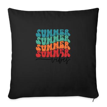 Ambiance estivale soleil d’été plage vacances palmier de mer - Housse de coussin décorative 45 x 45 cm - noir - Devant