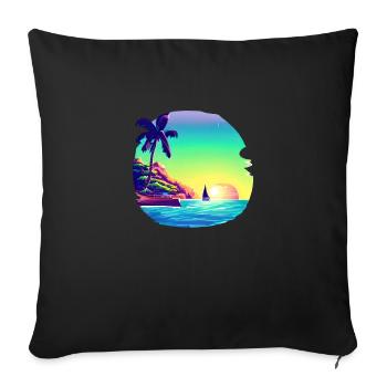 Summer Holiday Sun Palm Beach Palm Island - Sofa pillowcase 17,3'' x 17,3'' (45 x 45 cm) - black - Front