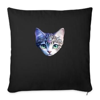 cat - Sofa pillowcase 17,3'' x 17,3'' (45 x 45 cm) - black - Front