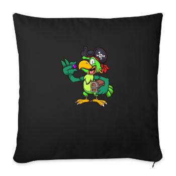 Pirate Parrot With Treasure - Sofa pillowcase 17,3'' x 17,3'' (45 x 45 cm) - black - Front