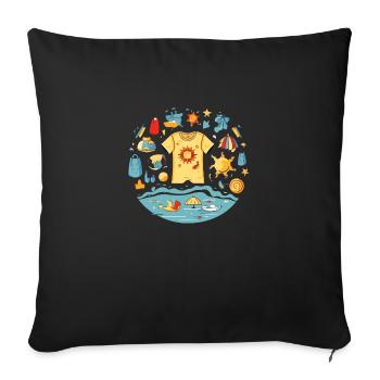 Kit de vacances - Housse de coussin décorative 45 x 45 cm - noir - Devant