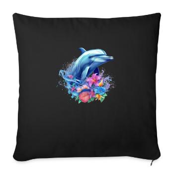 Dolphin, Dolphin, Sea, South Seas, Summer, Ocean, Dolphin - Sofa pillowcase 17,3'' x 17,3'' (45 x 45 cm) - black - Front