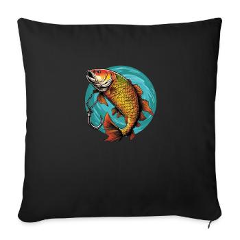 T-shirt de pêche à la carpe - Housse de coussin décorative 45 x 45 cm - noir - Devant