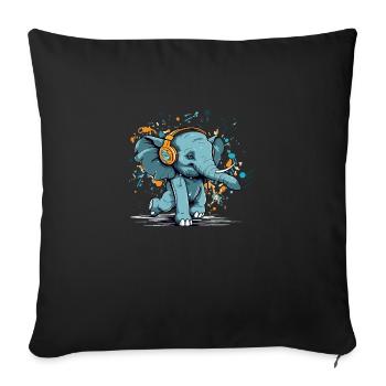 Mikoi der tanzende Elefant - Sofakissenbezug 45 x 45 cm - Schwarz - Vorne