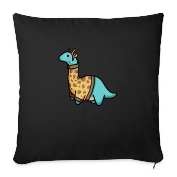 hugadino Giraffe Dino, süßer Dinosaurier - Sofakissenbezug 45 x 45 cm - Schwarz - Vorne