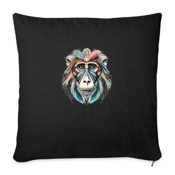 Kiju the mandrill - Sofa pillowcase 17,3'' x 17,3'' (45 x 45 cm) - black - Front