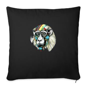 Kika der Mandrill - Sofakissenbezug 45 x 45 cm - Schwarz - Vorne