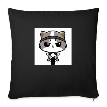 Cat Biker, Motorcycle, Modern Art - Sofa pillowcase 17,3'' x 17,3'' (45 x 45 cm) - black - Front