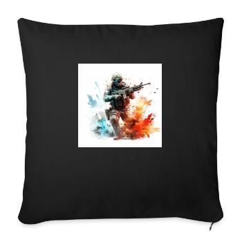 Gaming Art CoD BF 2042 BF4 BF3 BF2 - Sofa pillowcase 17,3'' x 17,3'' (45 x 45 cm) - black - Front