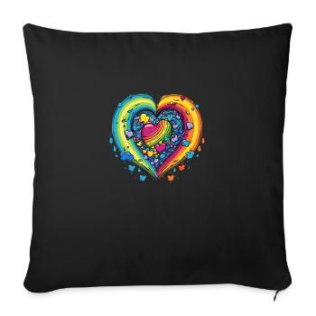 LGBTQAI+ Community Support Regenbogen Herzen - Sofakissenbezug 45 x 45 cm - Schwarz - Vorne