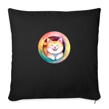 Katze - Sofakissenbezug 45 x 45 cm - Schwarz - Vorne