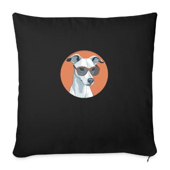 Pup in Sunglasses A Whippet with Attitude - Sofa pillowcase 17,3'' x 17,3'' (45 x 45 cm) - black - Front