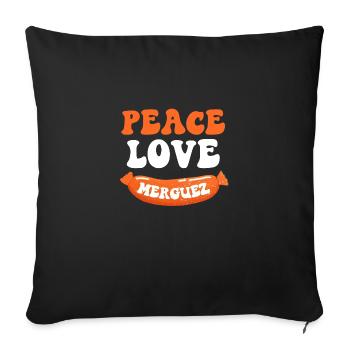 Peace Love Merguez - Humour Barbecue Papa Été - Housse de coussin décorative 45 x 45 cm - noir - Devant