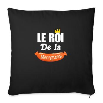 Le Roi de la Merguez, barbecue humour papa - Housse de coussin décorative 45 x 45 cm - noir - Devant