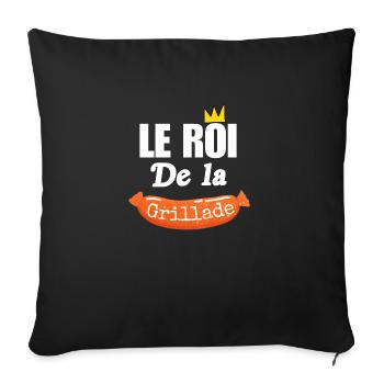 Le Roi De La Grillade - Barbecue Humour Été - Housse de coussin décorative 45 x 45 cm - noir - Devant
