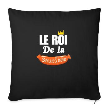 Le Roi de la Saucisse, barbecue humour papa été - Housse de coussin décorative 45 x 45 cm - noir - Devant