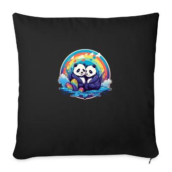 LGBTQIA+ Rainbow Panda - Sofa pillowcase 17,3'' x 17,3'' (45 x 45 cm) - black - Front