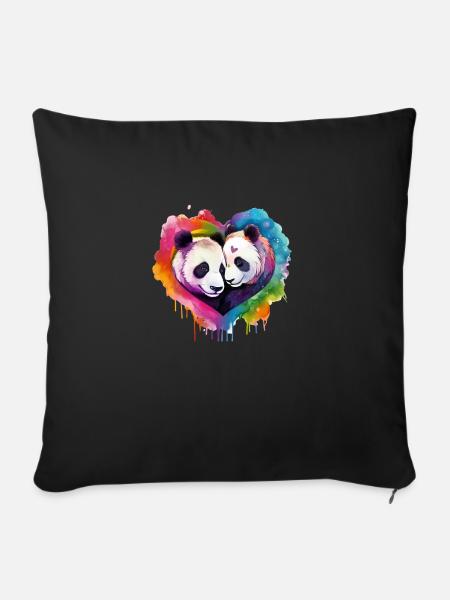 LGBTQIA+ Animal Love, Panda - Sofakissenbezug 45 x 45 cm - Schwarz