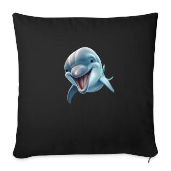Sunny Delphinia: Joyful Dolphin's Paradise - Sofa pillowcase 17,3'' x 17,3'' (45 x 45 cm) - black - Front