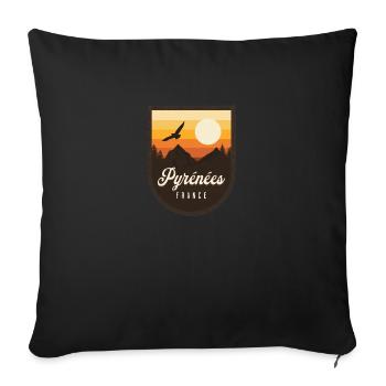 Pyrénées France Retro Randonnée - Housse de coussin décorative 45 x 45 cm - noir - Devant