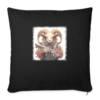 design animal dessin animé mouton lion drôle citation drôle - Housse de coussin décorative 45 x 45 cm - noir - Devant