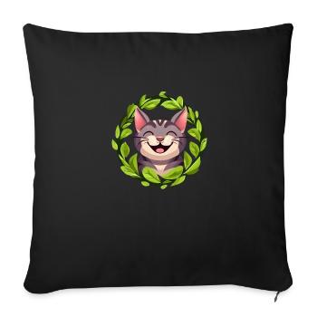 Cat in a circle of leaves - Sofa pillowcase 17,3'' x 17,3'' (45 x 45 cm) - black - Front