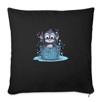 A monkey sitting in a tub of water - Sofa pillowcase 17,3'' x 17,3'' (45 x 45 cm) - black - Front