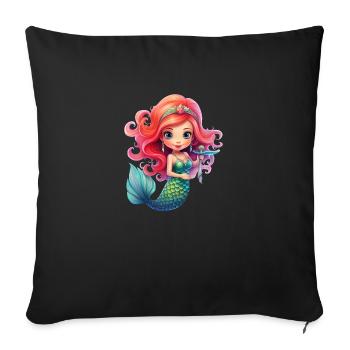 Small, cute mermaid, cute motif children - Sofa pillowcase 17,3'' x 17,3'' (45 x 45 cm) - black - Front